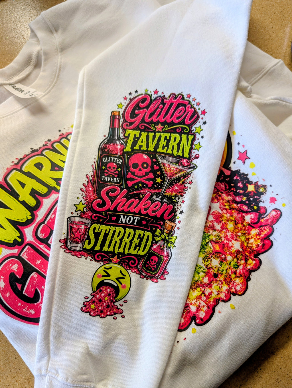 Glitter Vomit Sweatshirt with sleeve design